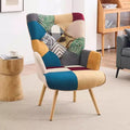 Fauteuil d'appoint ailé capitonné et fauteuil à bascule Peace Nest avec pieds et patins en bois d'hévéa