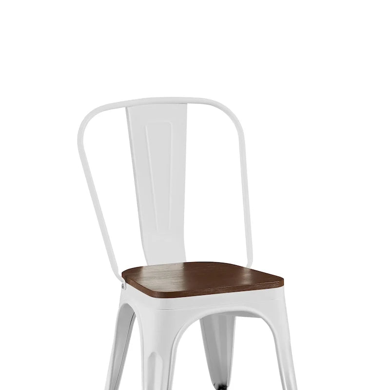 Lot de chaises de salle à manger empilables en métal industriel avec assise en bois