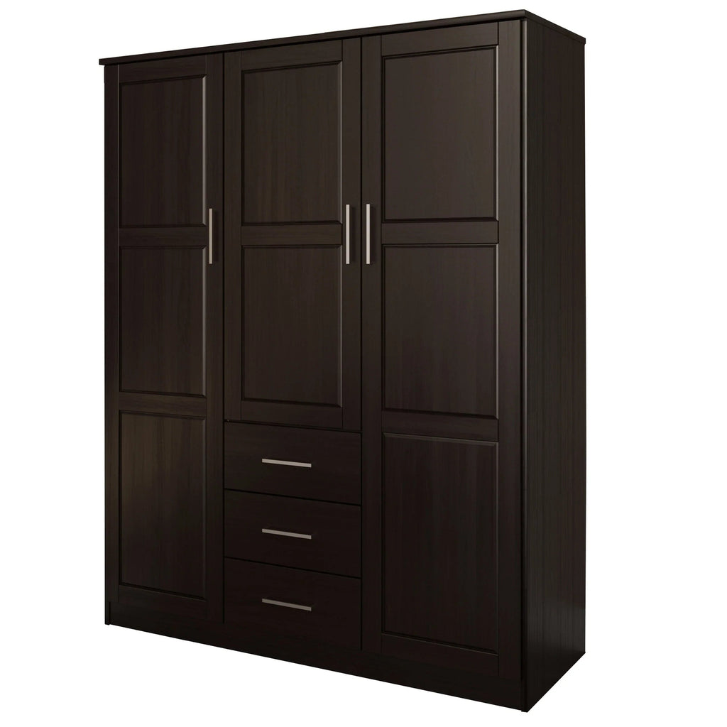Armoire Palace Imports Cosmo à 3 portes en bois massif à 100 %, avec portes en bois massif ou miroirs