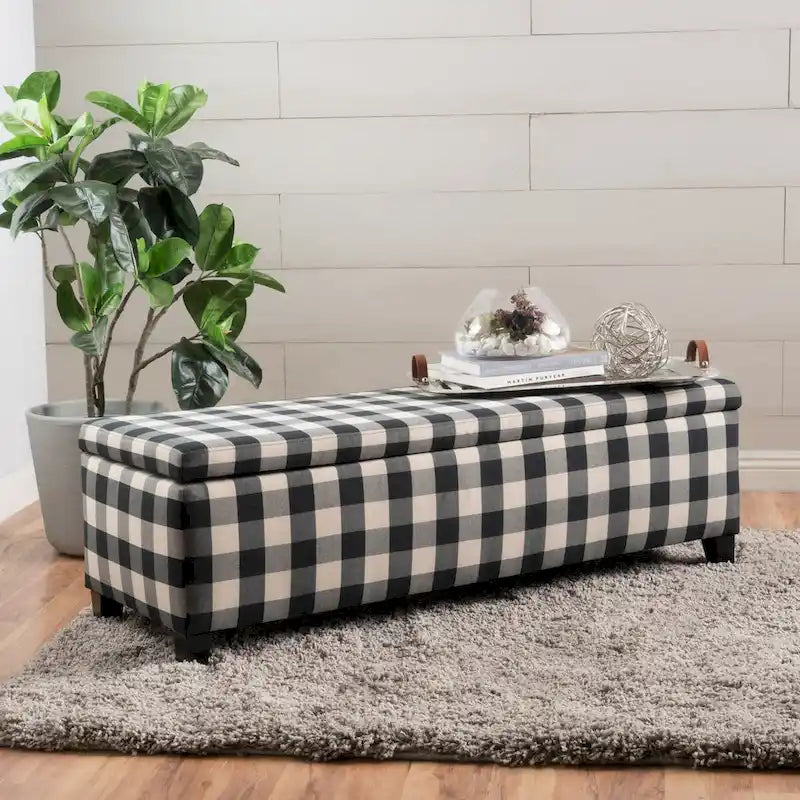 Banc de rangement rembourré moderne pour entrée de salon