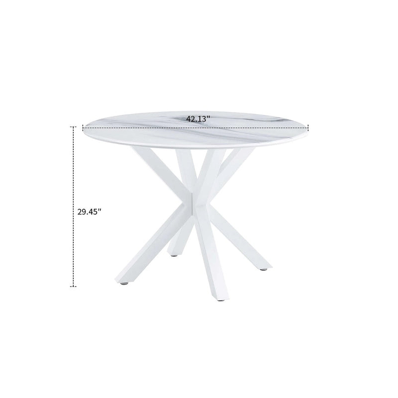 Table de salle à manger ronde minimaliste moderne avec plateau en MDF et pieds en métal