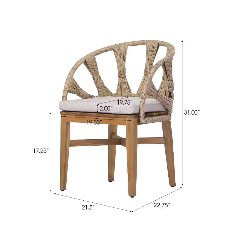 Christopher Knight Home Ferb Ensemble de salle à manger 7 pièces bohème en bois d'acacia et osier avec coussins