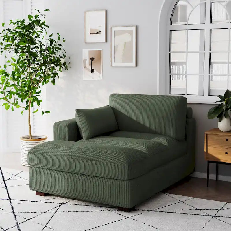 Canapé modulaire sectionnel oversize en velours côtelé avec coussin