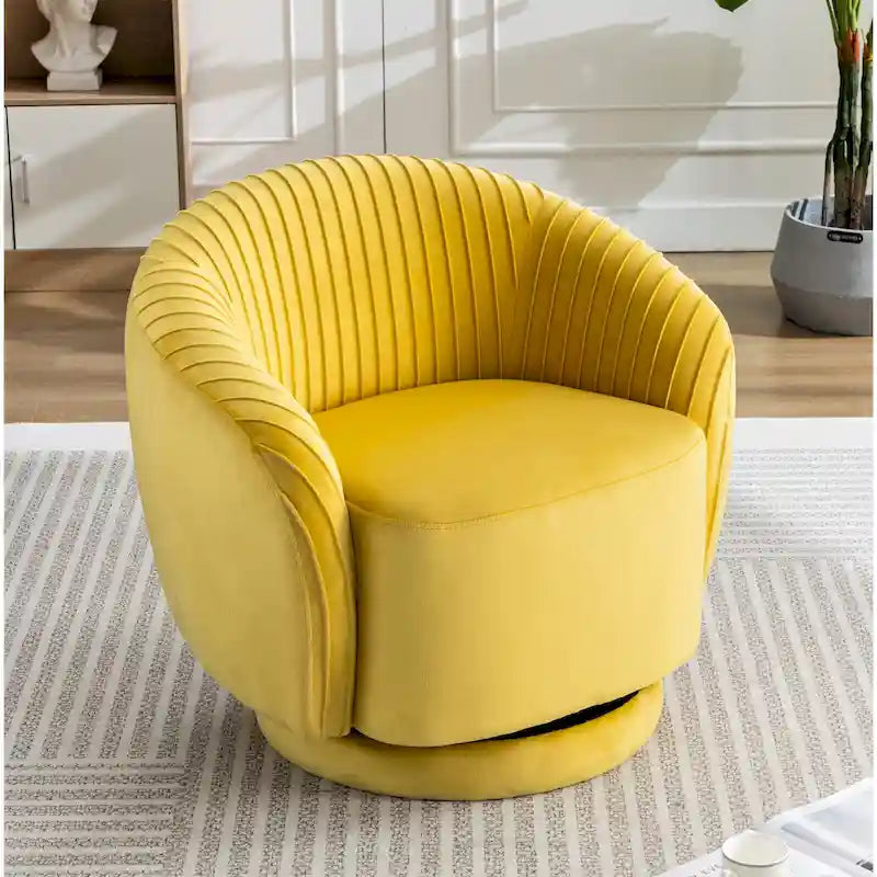 Petit fauteuil tonneau pivotant en velours Milvo