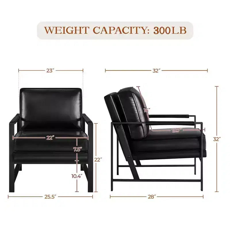Yaheetech Lot de 2 fauteuils de salon rétro rembourrés avec accoudoirs en métal, coussin d'assise et de dossier amovible