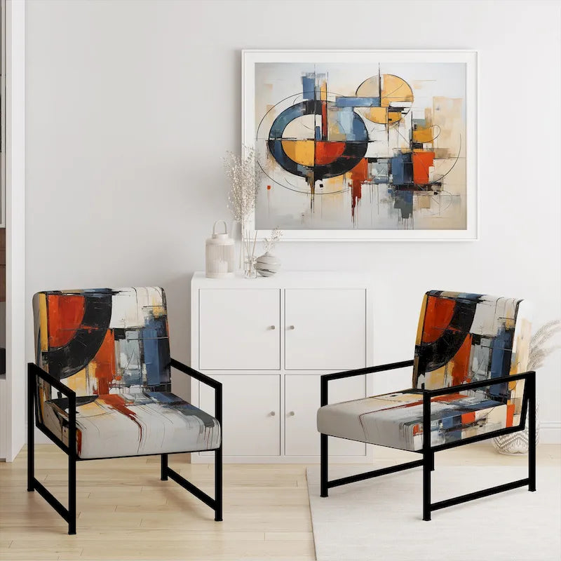 Fauteuil d'appoint rembourré et fauteuil moderne du milieu du siècle Designart Colorful Mid Century Abstract Fusion I