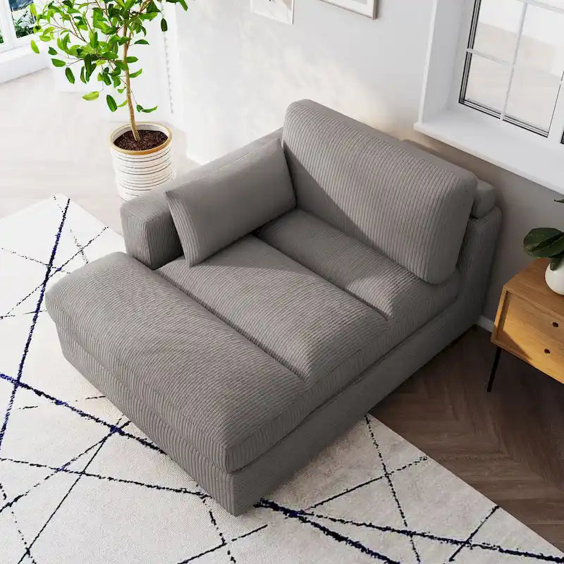 Canapé modulaire sectionnel oversize en velours côtelé avec coussin