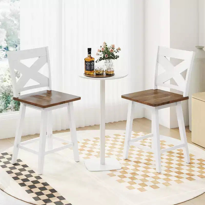 Lot de 4 tabourets de bar pivotants Costway 24" avec dossier, large assise et repose-pieds pour îlot de cuisine