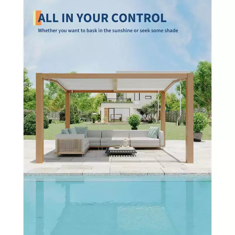 Pergola d'extérieur 11x13 avec toit à persiennes réglables, cadre en aluminium renforcé, gazebo d'extérieur pour terrasse, patio, jardin ou arrière-cour