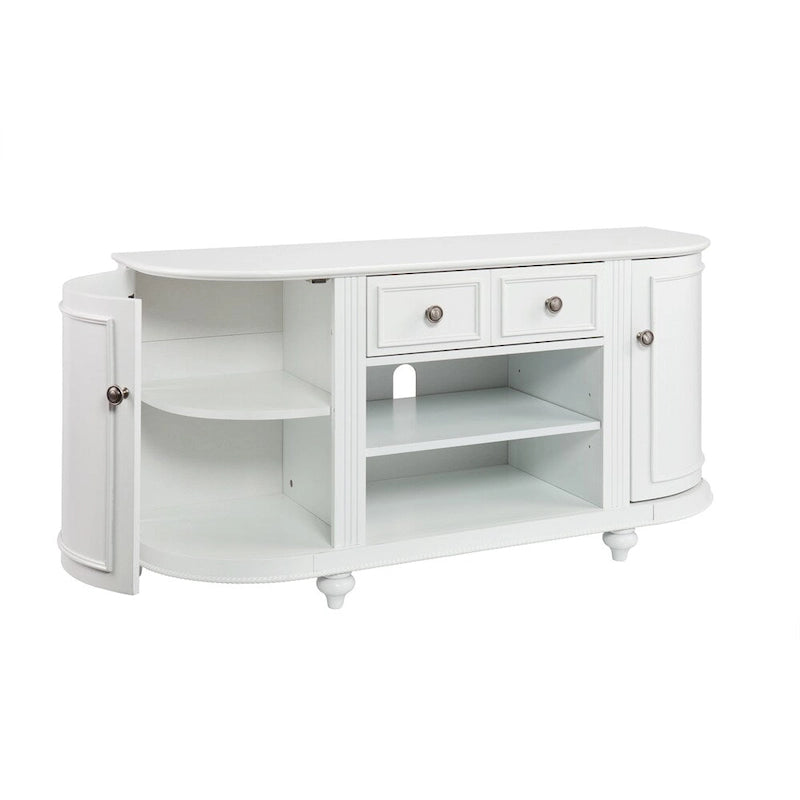 Meuble TV moderne style ferme SEI Furniture Wells, blanc, pour téléviseurs jusqu'à 46 pouces