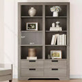 Bibliothèque haute de 72 po avec 4 tiroirs, étagère de rangement autoportante de style campagnard pour chambre à coucher, salon, bureau à domicile