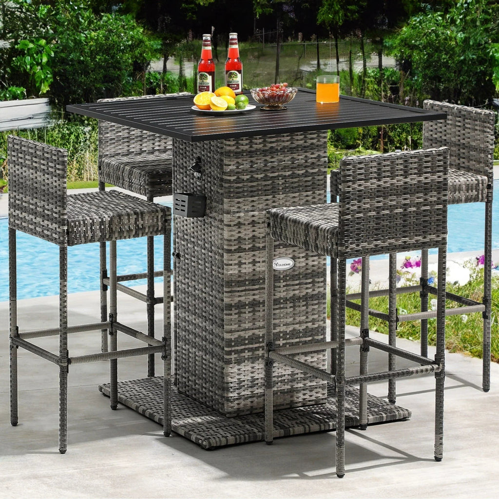 Ensemble de bar extérieur en osier Moasis 5 pièces - 5 PCS