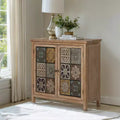 Meuble de Rangement Captiva Designs avec 2 Portes, Motifs Carreaux Vieillis, pour Entrée ou Salon