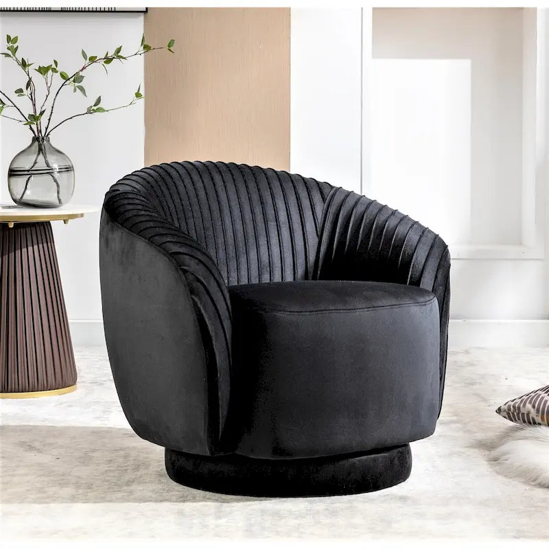 Petit fauteuil tonneau pivotant en velours Milvo