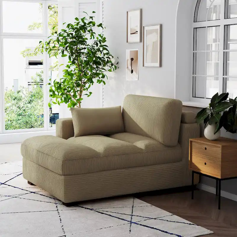Canapé modulaire sectionnel oversize en velours côtelé avec coussin