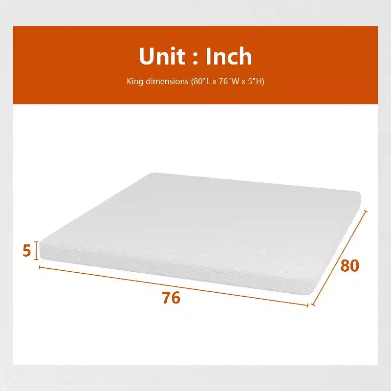 FDW Matelas en mousse à mémoire de forme 5 pouces, fermeté moyenne, certifié CertiPUR-US, matelas en boîte soulageant la pression, sans fibre de verre, blanc