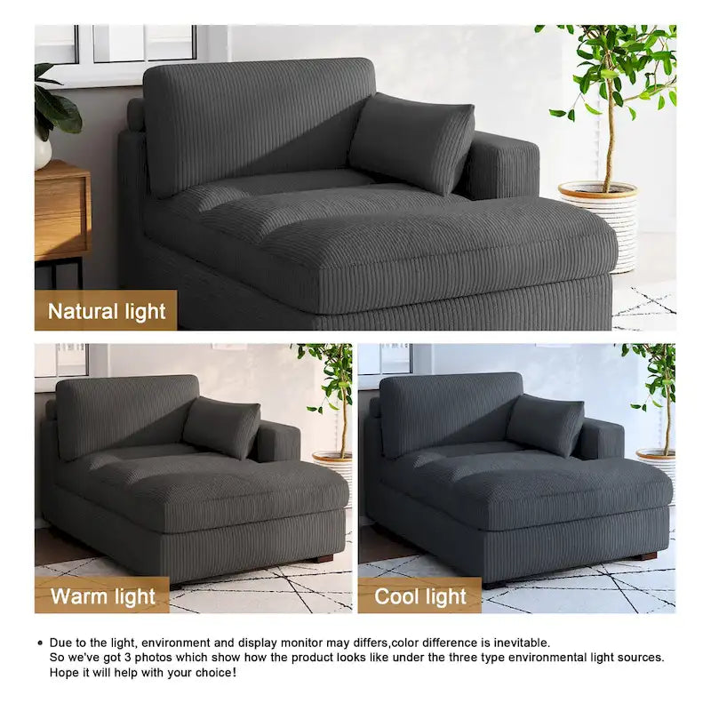 Canapé modulaire sectionnel oversize en velours côtelé avec coussin