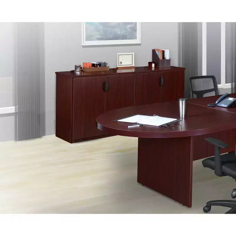 Buffet de rangement de bureau Regency 72 Legacy, acajou : structure en bois, 4 portes, support pour imprimante à 4 étagères