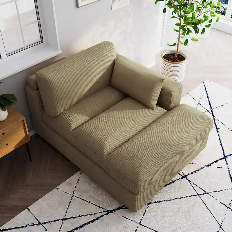 Canapé modulaire sectionnel oversize en velours côtelé avec coussin