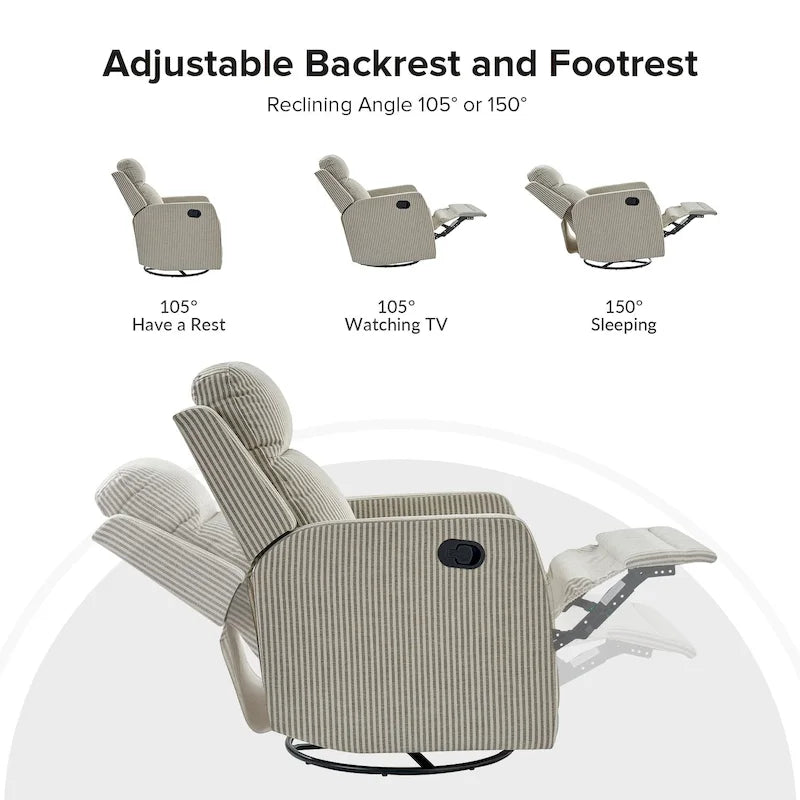 Fauteuil inclinable, pivotant à 360° et à bascule Diana en polyester moderne par HULALA HOME