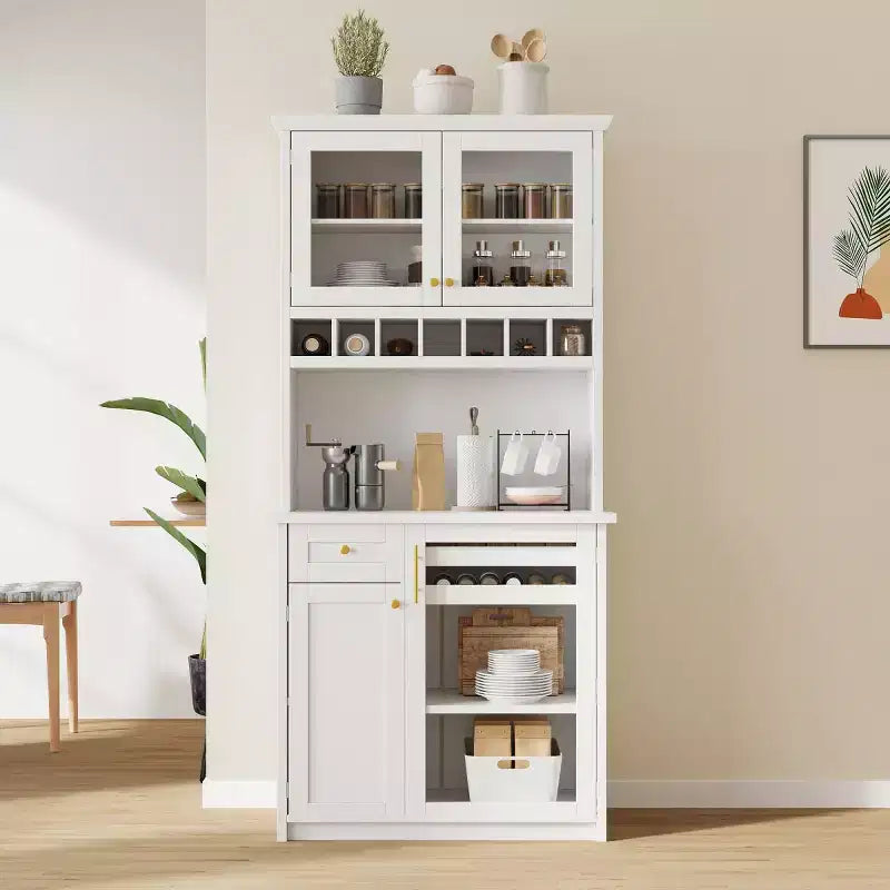 Armoire de cuisine haute (75 po) avec portes vitrées