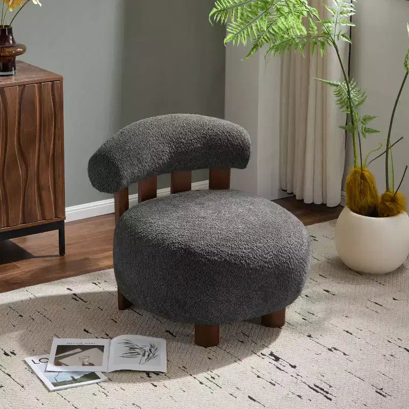 Chaise d'appoint sans accoudoirs Christopher Knight Home Gareth en bois moderne et tissu bouclé