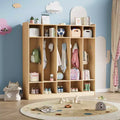 Organiseur de Manteaux pour Enfants avec 10 Casiers et Crochets, Meuble de Rangement à 5 Sections pour Salle de Classe, Crèche, Entrée ou Salle de Jeux, Chêne Naturel