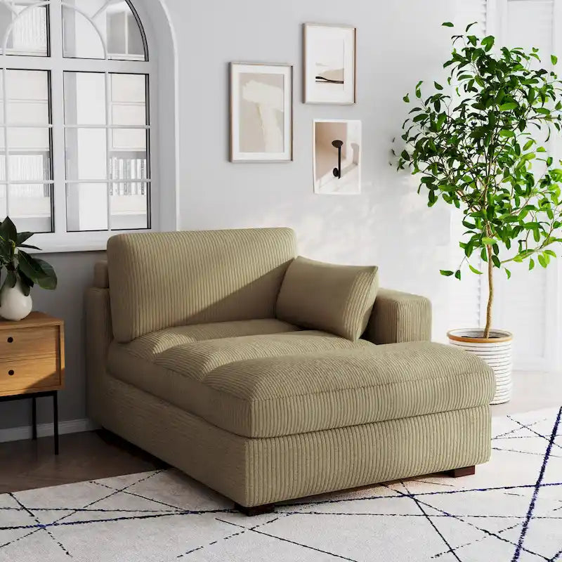 Canapé modulaire sectionnel oversize en velours côtelé avec coussin
