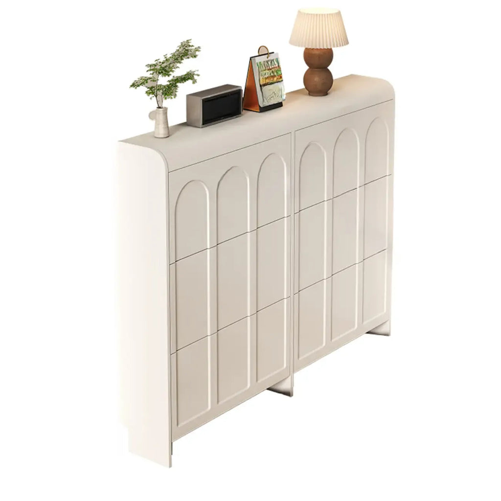 Meuble à chaussures blanc en bois 3 niveaux avec façade rabattable Slim