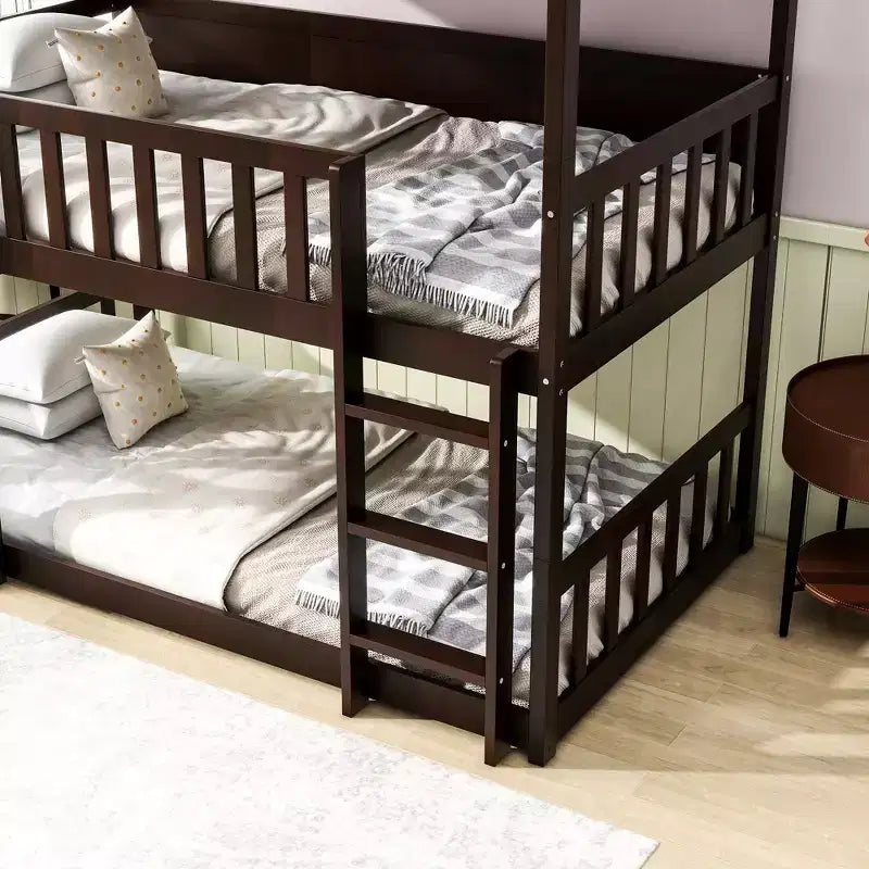 Lit superposé triple pour enfants, lit superposé trois places détachable avec échelle et barrière de sécurité, se sépare en 3 lits