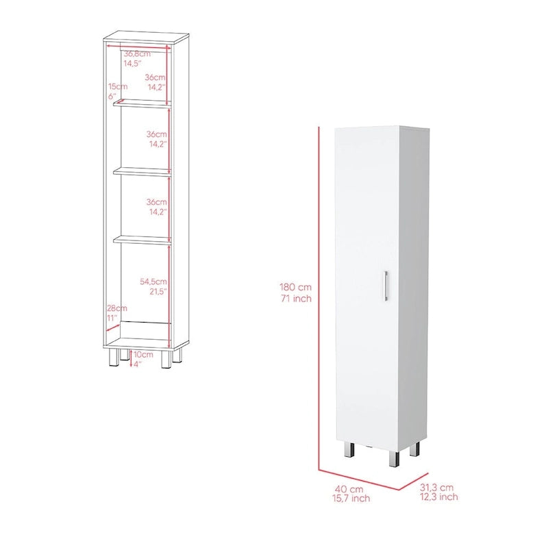 Vintro 71 Meuble de rangement haut 5 étagères Armoire de balais - N/A