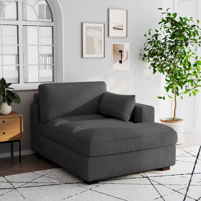 Canapé modulaire sectionnel oversize en velours côtelé avec coussin