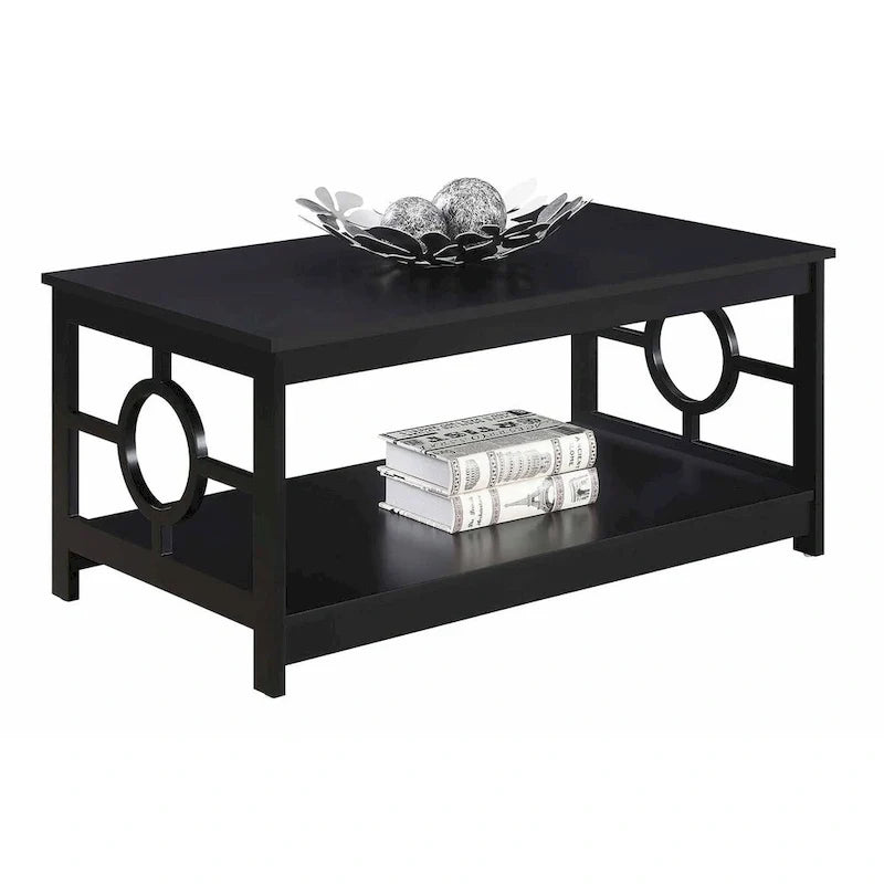 Table basse circulaire avec étagère