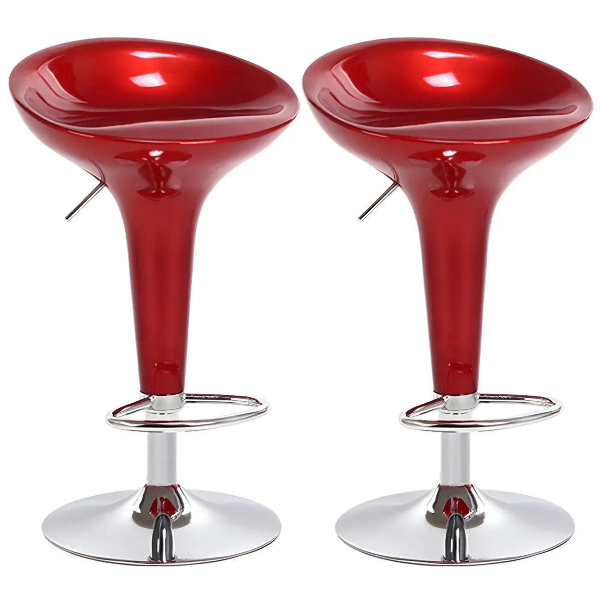 Tabouret de bar pivotant en plastique chromé réglable en hauteur