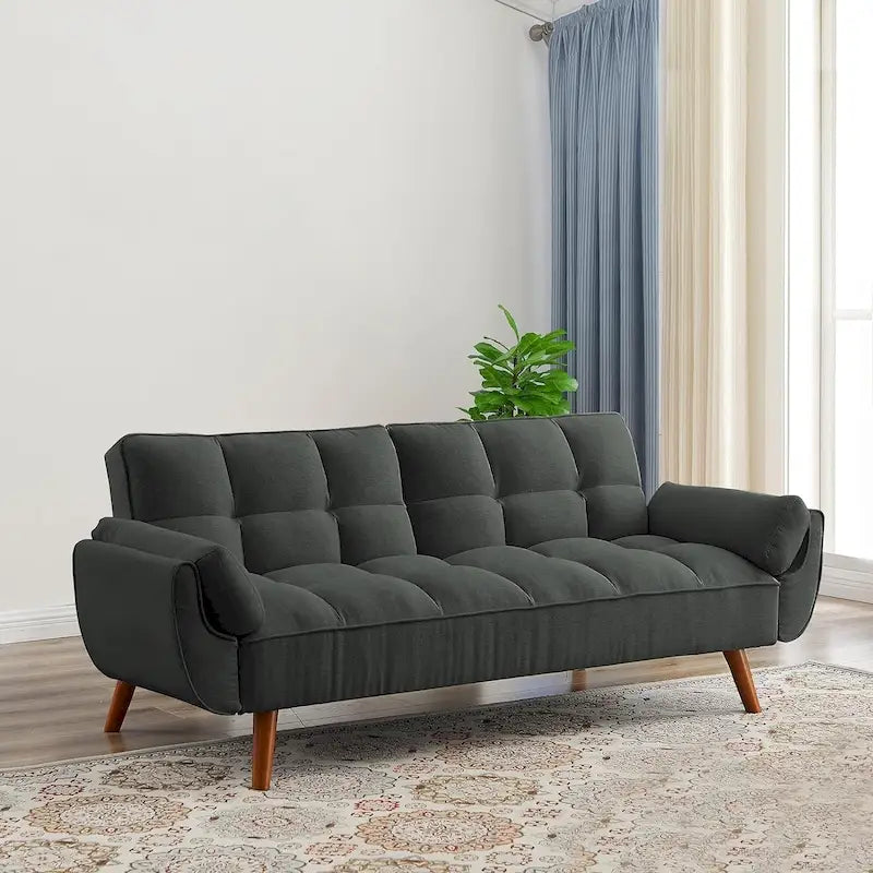 Canapé-lit futon de 75,39 pouces, canapé-lit pliant convertible inclinable pour salon avec 2 oreillers/accoudoirs