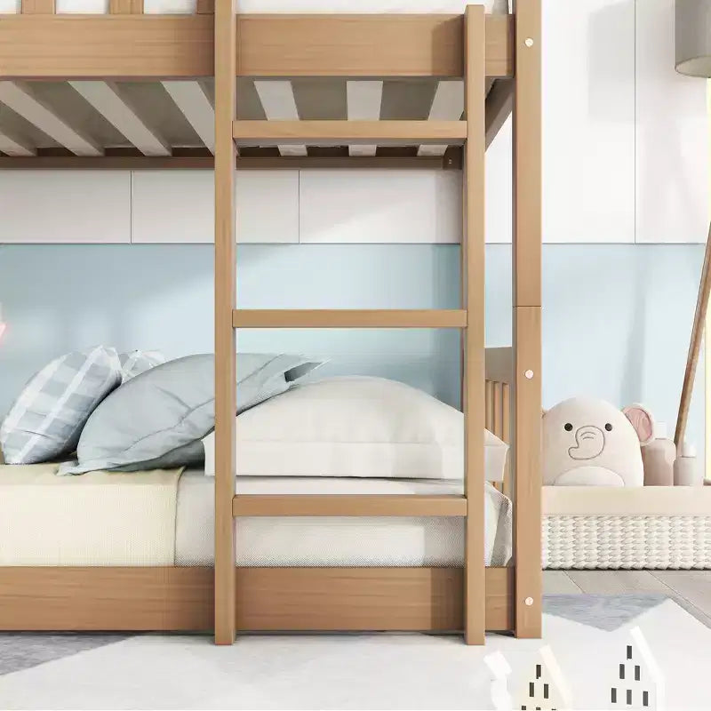 Lit superposé triple pour enfants, lit superposé trois places détachable avec échelle et barrière de sécurité, se sépare en 3 lits