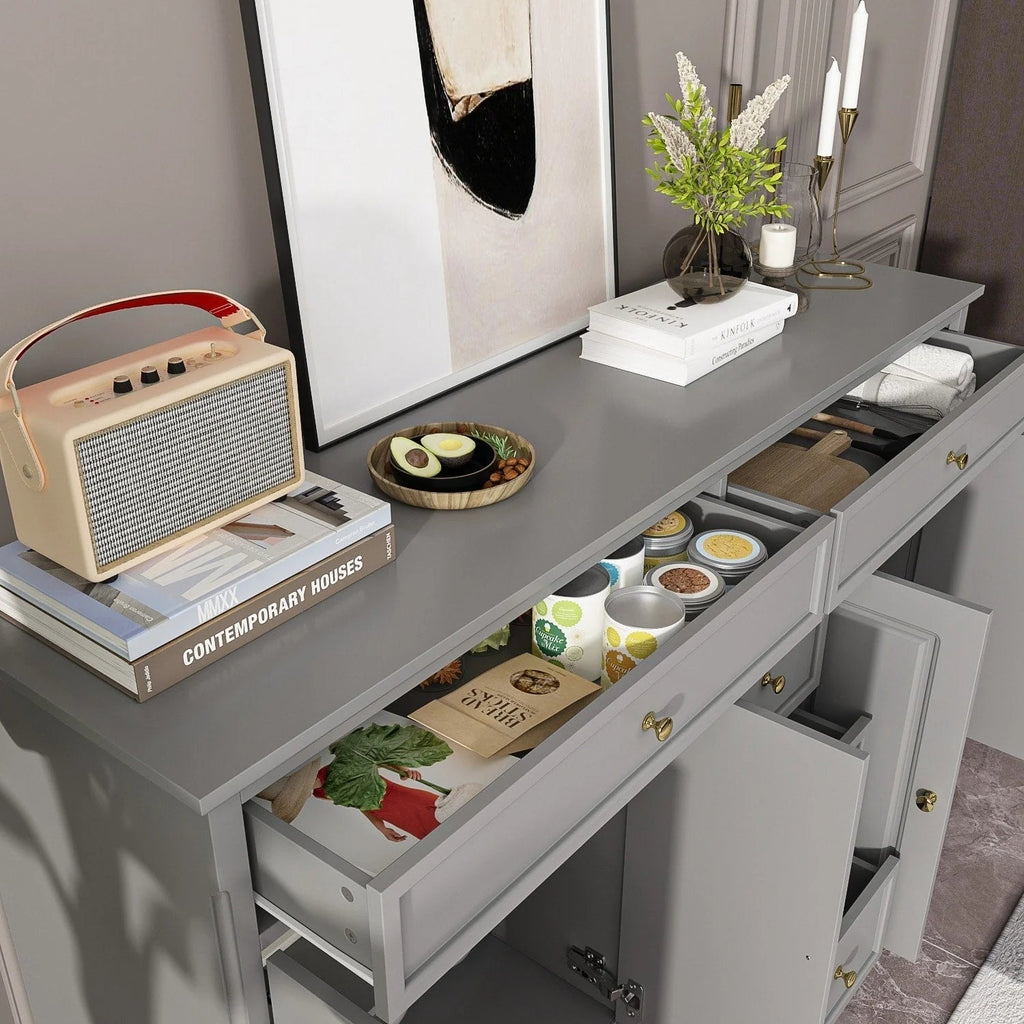 59.1Buffet bahut blanc laqué moderne contemporain du milieu du siècle