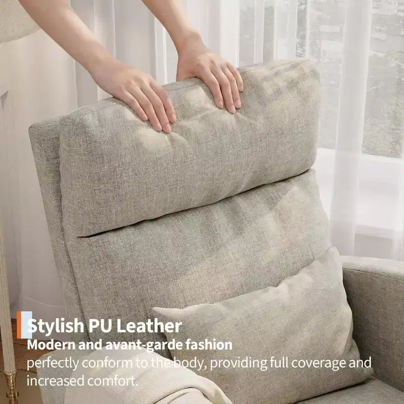 Fauteuil à bascule moderne avec oreiller et poches latérales, pour salon, chambre à coucher