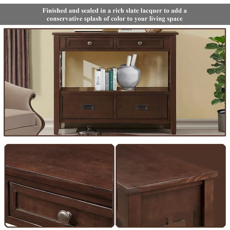 Console avec 4 tiroirs et une étagère de rangement