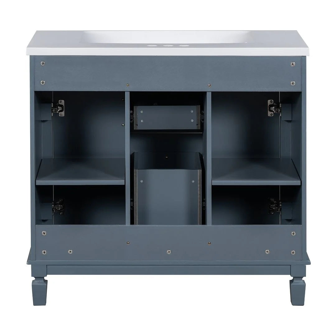 Meuble-lavabo moderne de 36 po avec vasque et armoire à miroir, 2 portes et 2 tiroirs